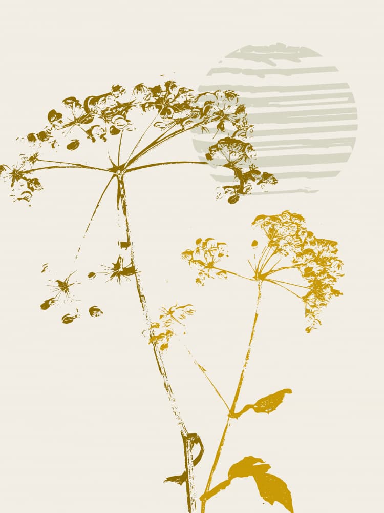 Abstract Golden Flowers by Annick — canvas wall art