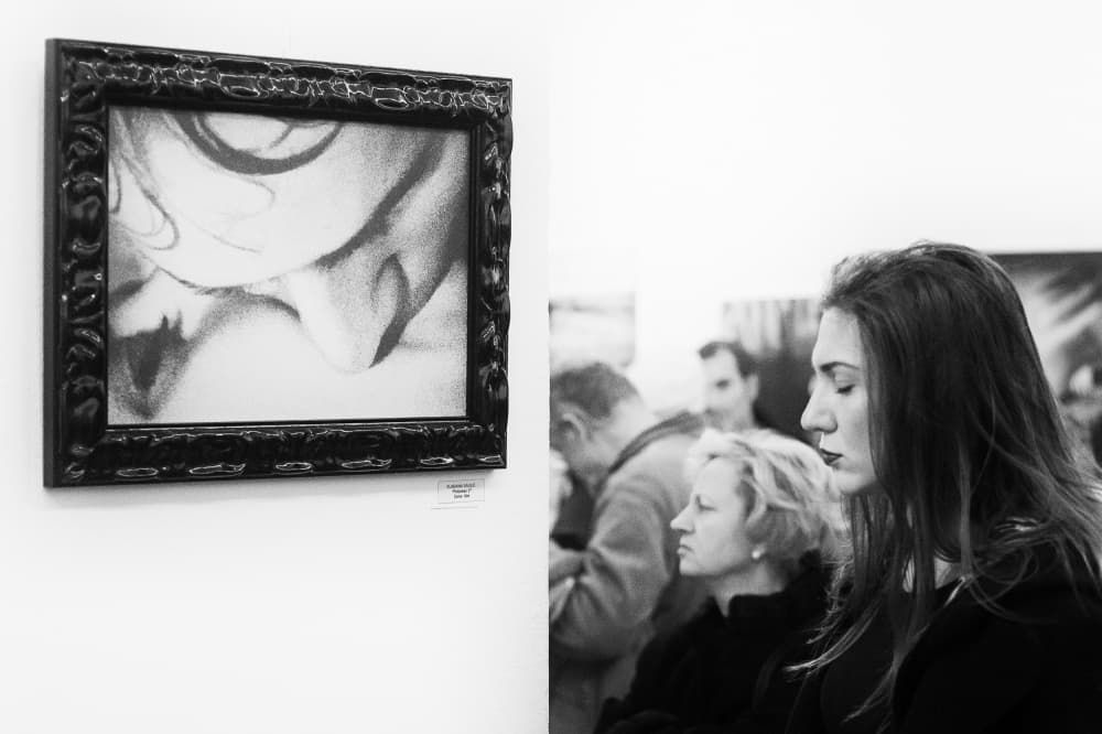 Thoughtful Gallery Visitor by Danna Sladjana — canvas wall art