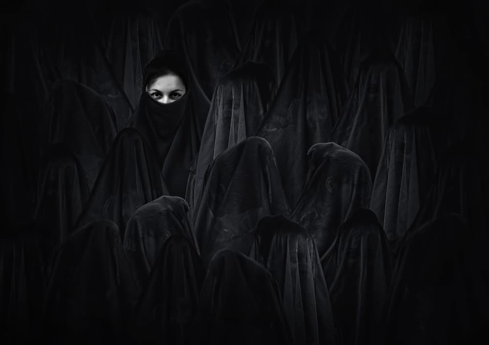 Enigmatic Veiled Gaze by Seyhan Terzioglu — canvas wall art