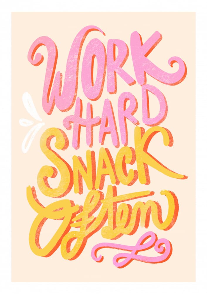 Work Hard Snack Often by Baroo Bloom — canvas wall art