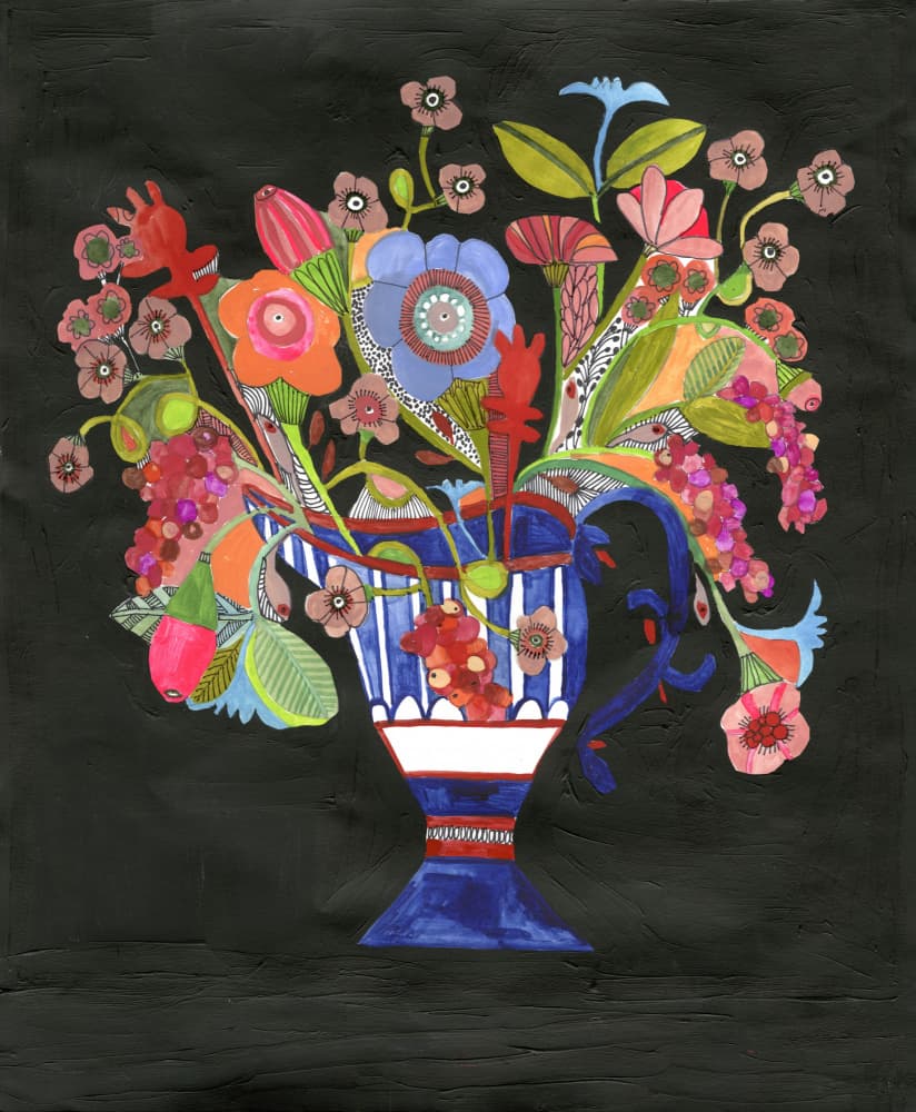 Vase Black Background  Celebrate by Sharon Nullmeyer — canvas wall art