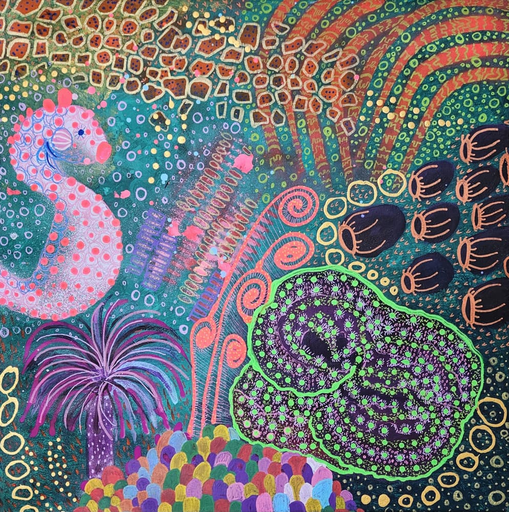 Whimsical Underwater Seahorse by Olea Huuska — canvas wall art