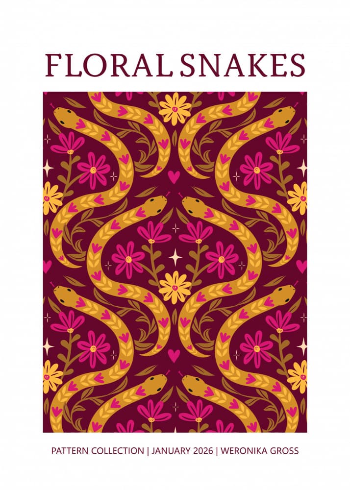 Vibrant Floral Snakes by Weronika Gross — canvas wall art