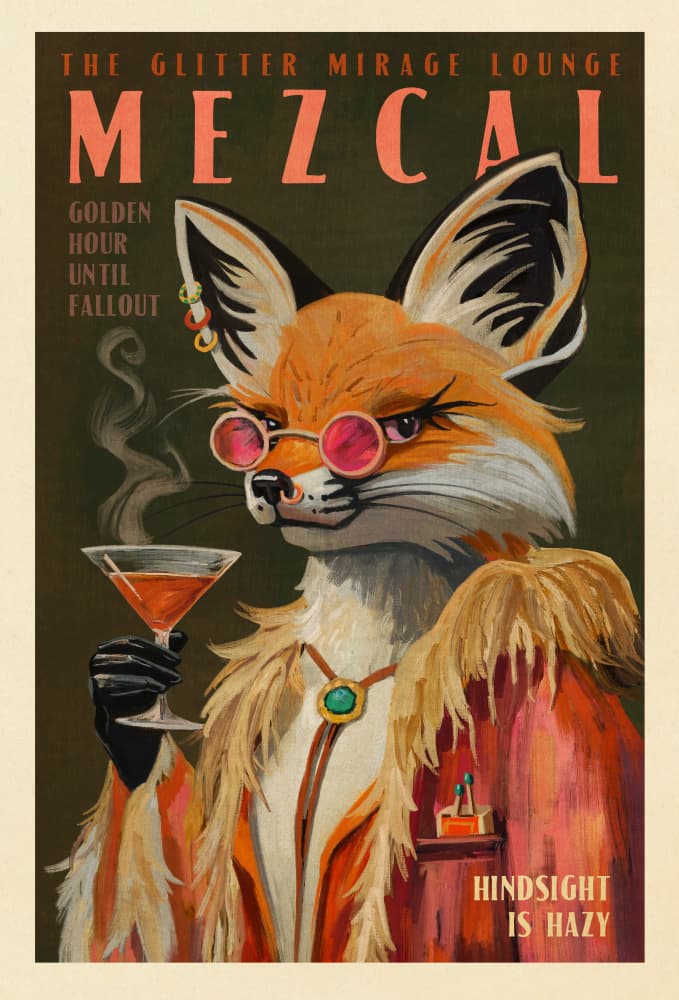 Mezcal Fox Print. Vintage Alcohol Posters &amp; Cocktail Decor by The Whiskey Ginger — canvas wall art