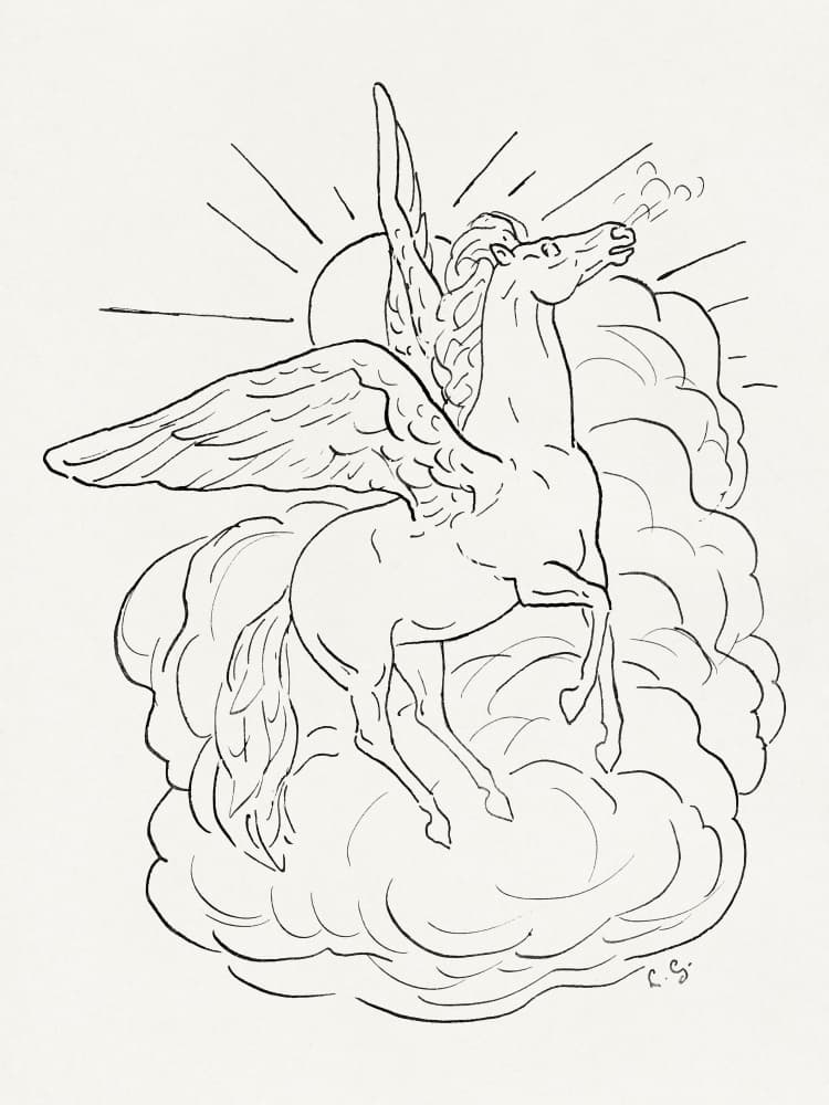 Pegasus Flies In Front of a Cloud (1891–1941) by Leo Gestel — canvas wall art