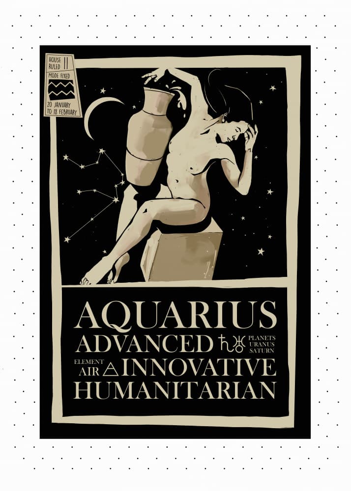 Aquarius Celestial Nude by Dion Gem — canvas wall art