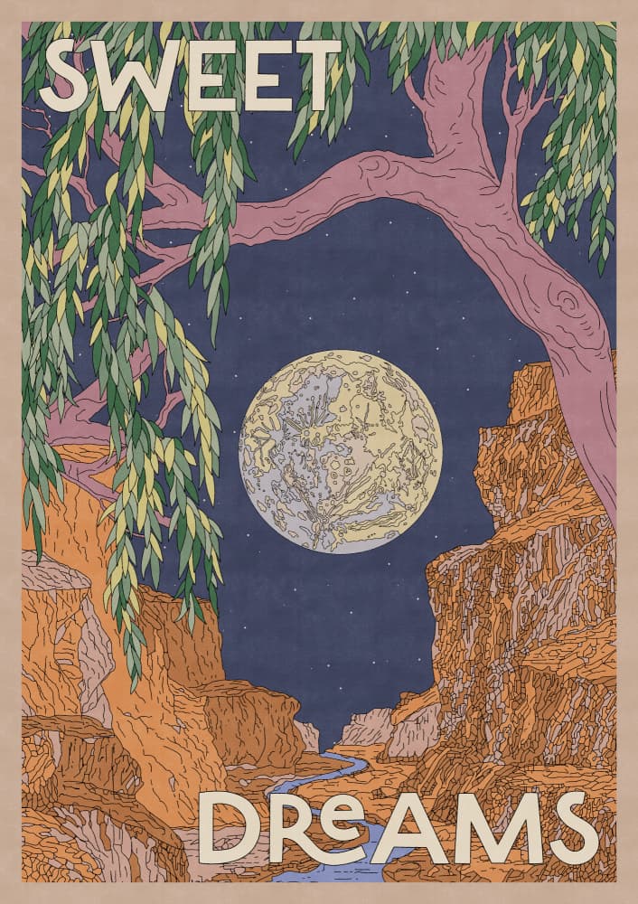 Sweet Dreams Moonlit Canyon by OMG Kitty — canvas wall art