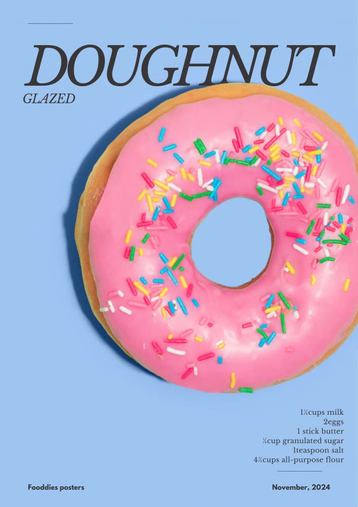 Pink Sprinkled Doughnut by Julia Ramiro — canvas wall art