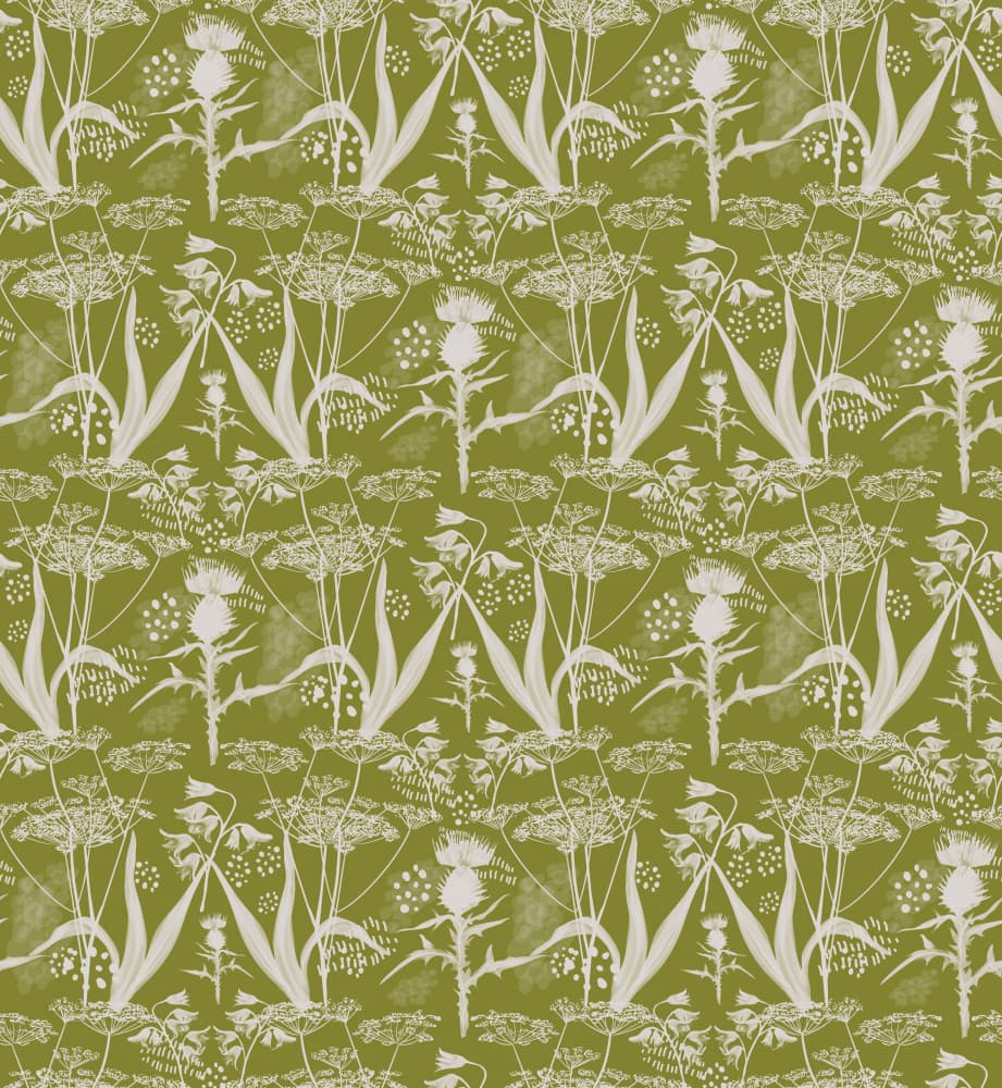 Wild Thistle Floral Pattern by Charlotte Trudgett — canvas wall art