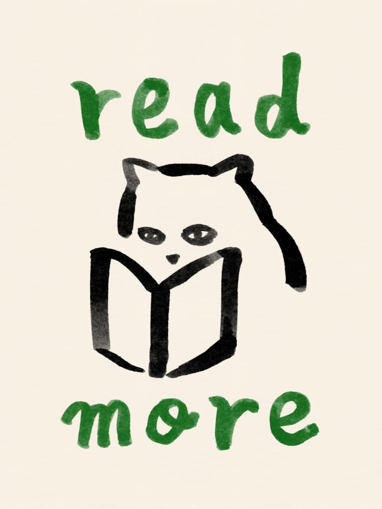 Cozy Reading Cat by NewLayer Studio — canvas wall art