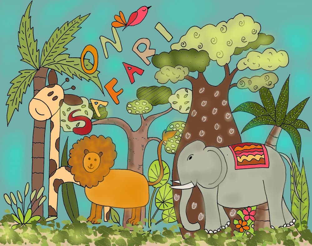 Playful Safari Adventure by Louisa Jane  Francis — canvas wall art