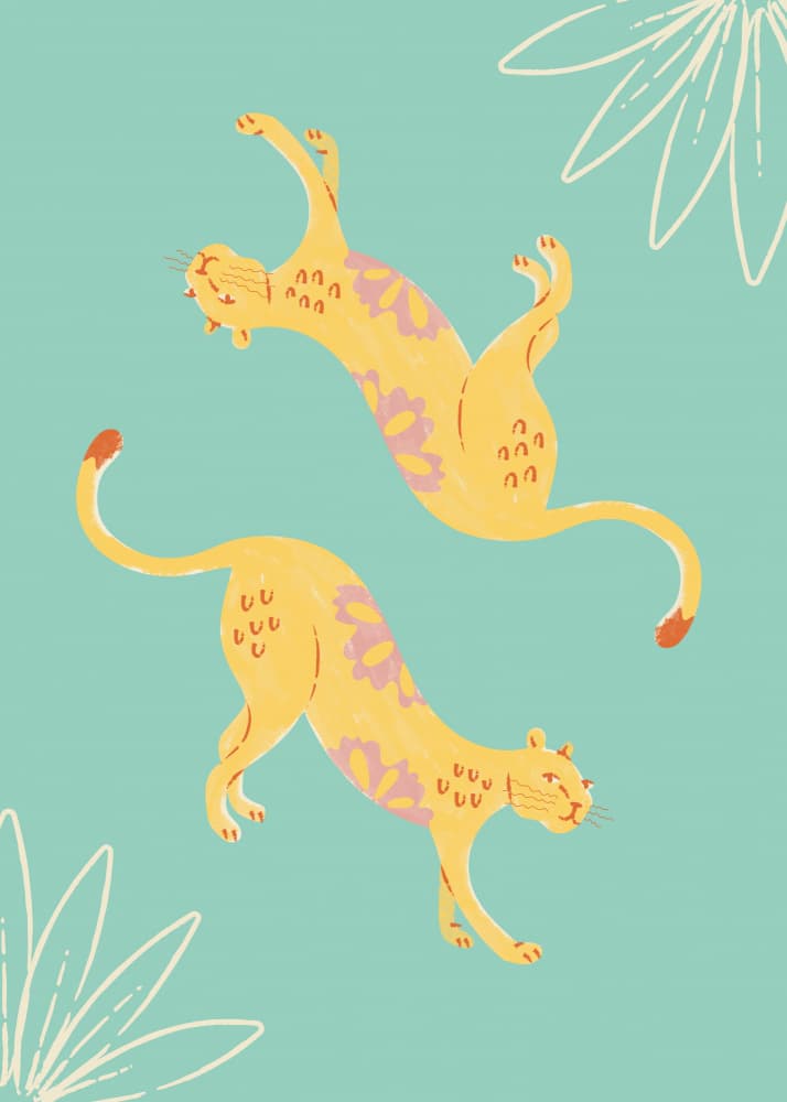 Playful Tropical Cheetahs by Weronika Gross — canvas wall art