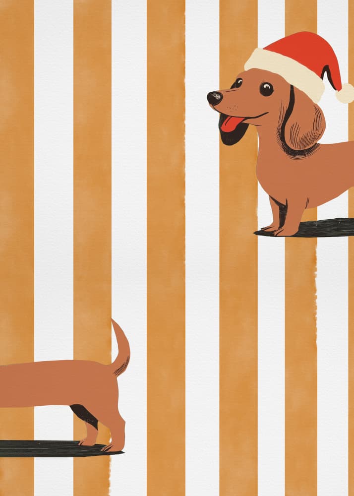 Cute Christmas Dachshunds by Old Artists Studio — canvas wall art