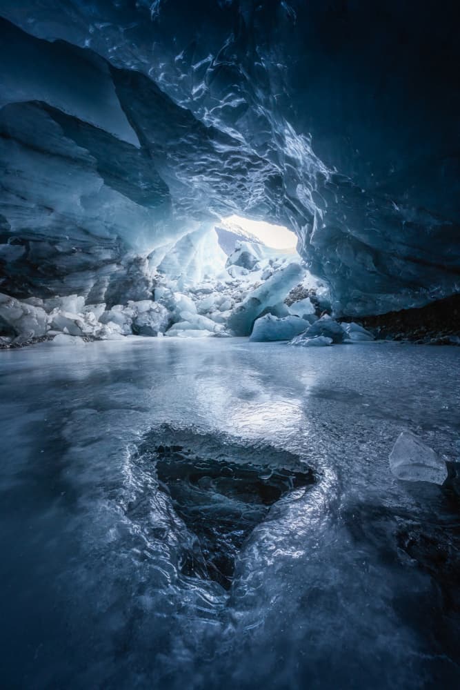 Frozen Blue Ice Cave by Yongnan Li （李永男） — canvas wall art