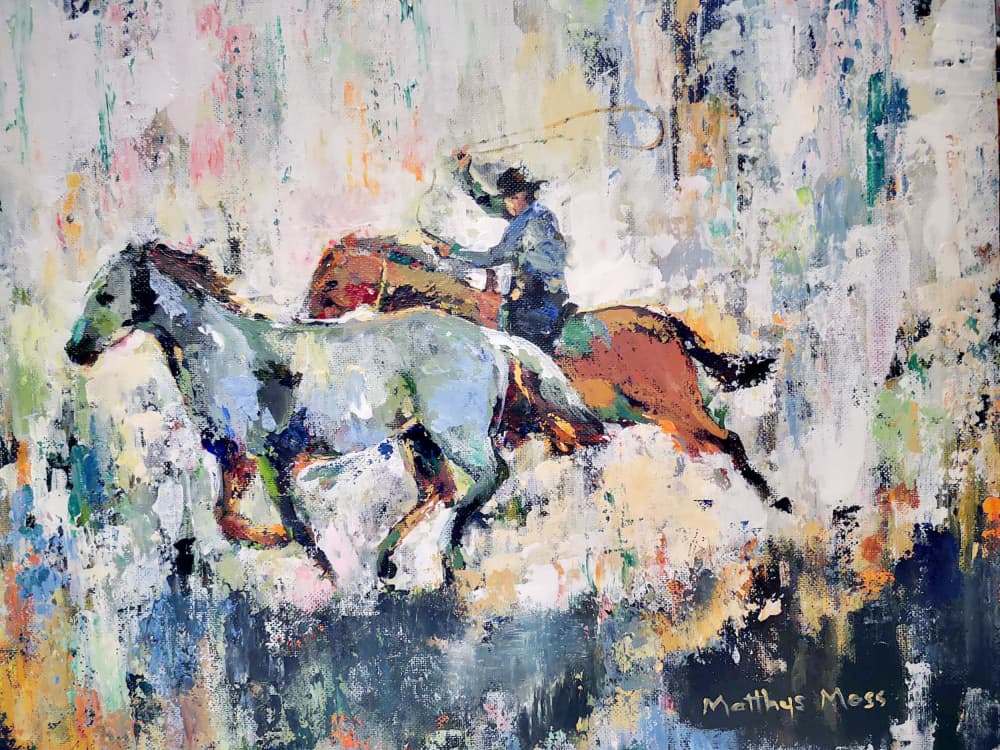 Cowboy Roping Gallop by Matthys Moss — canvas wall art