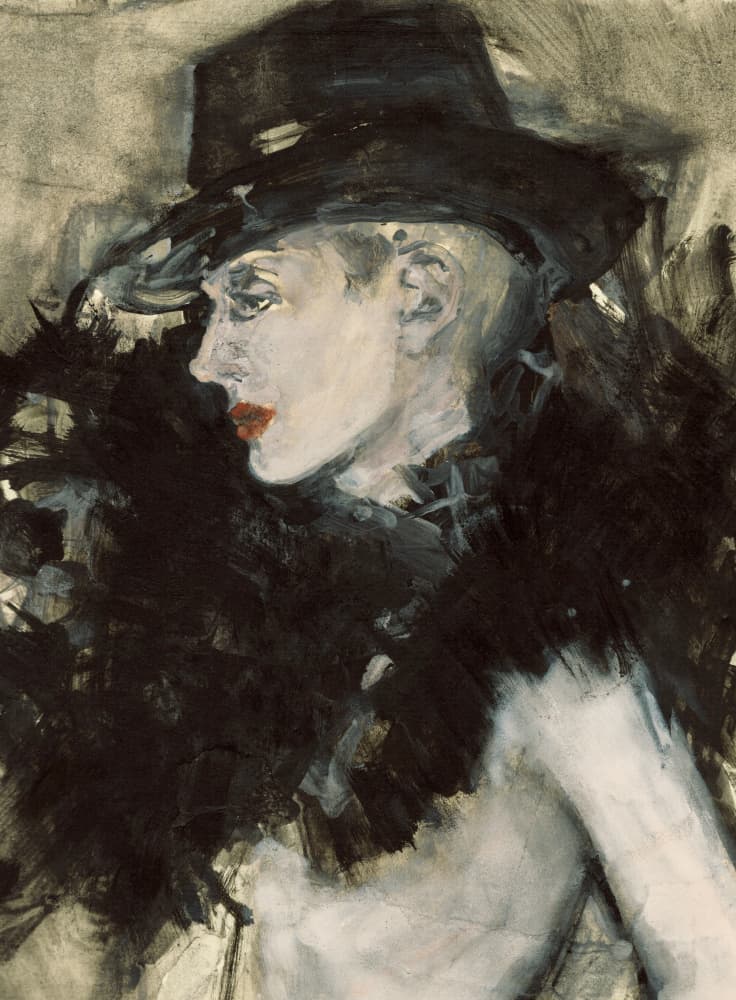 Elegant Woman Black Hat by Ute Rathmann — canvas wall art