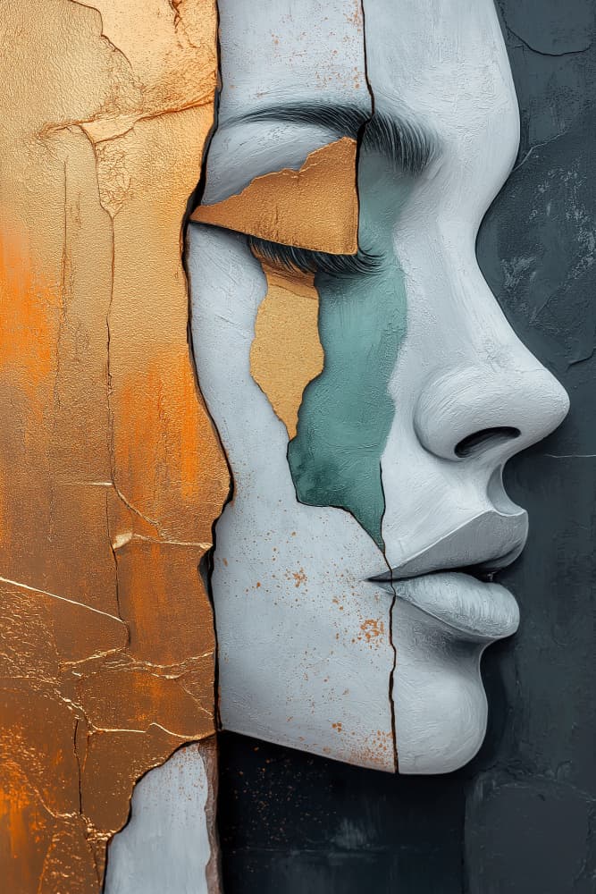 A Woman Face Abstract  (4) by Mauro — canvas wall art