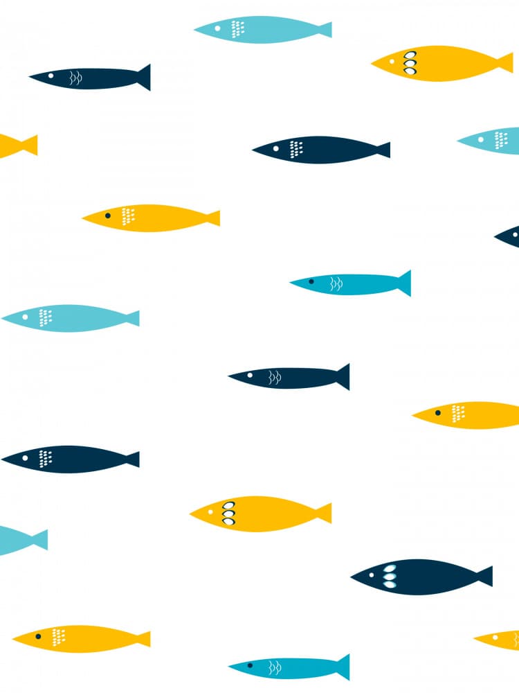 Playful Ocean Fish Pattern by Elizabeth C — canvas wall art