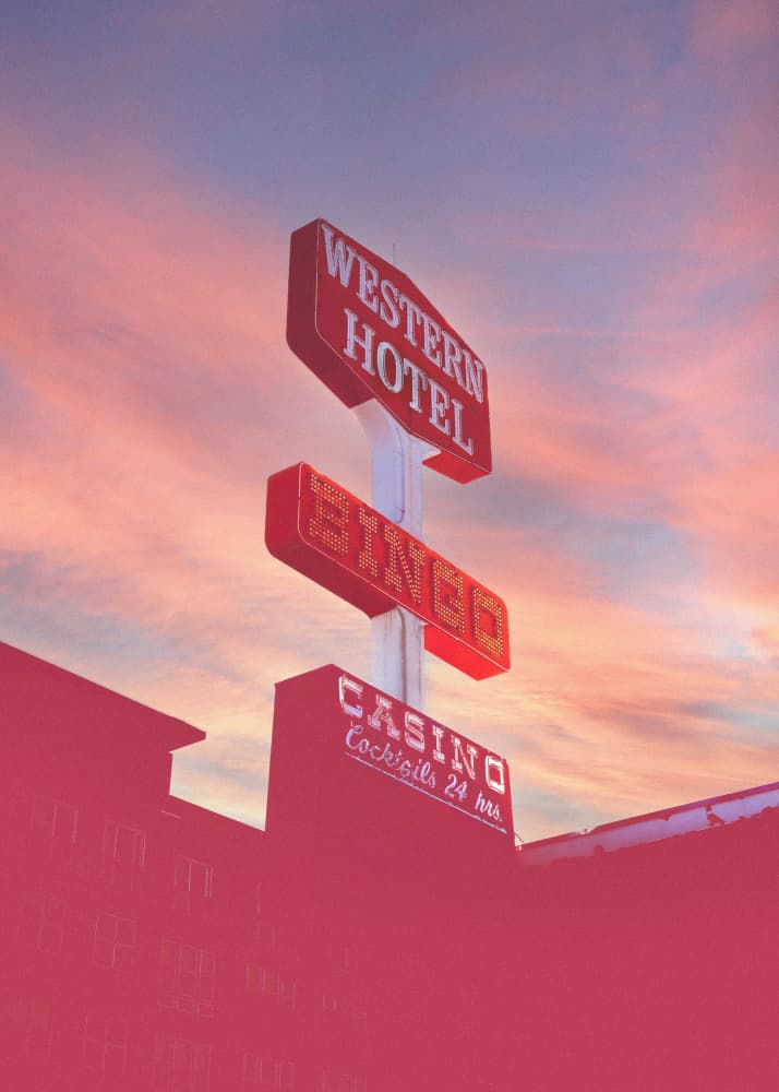 Western Hotel Neon Glow by Old Artists Studio III — canvas wall art