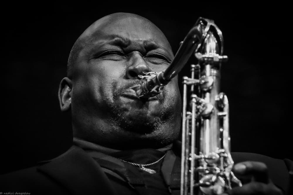 Soulful Jazz Saxophonist by Dragoslav Nedici — canvas wall art