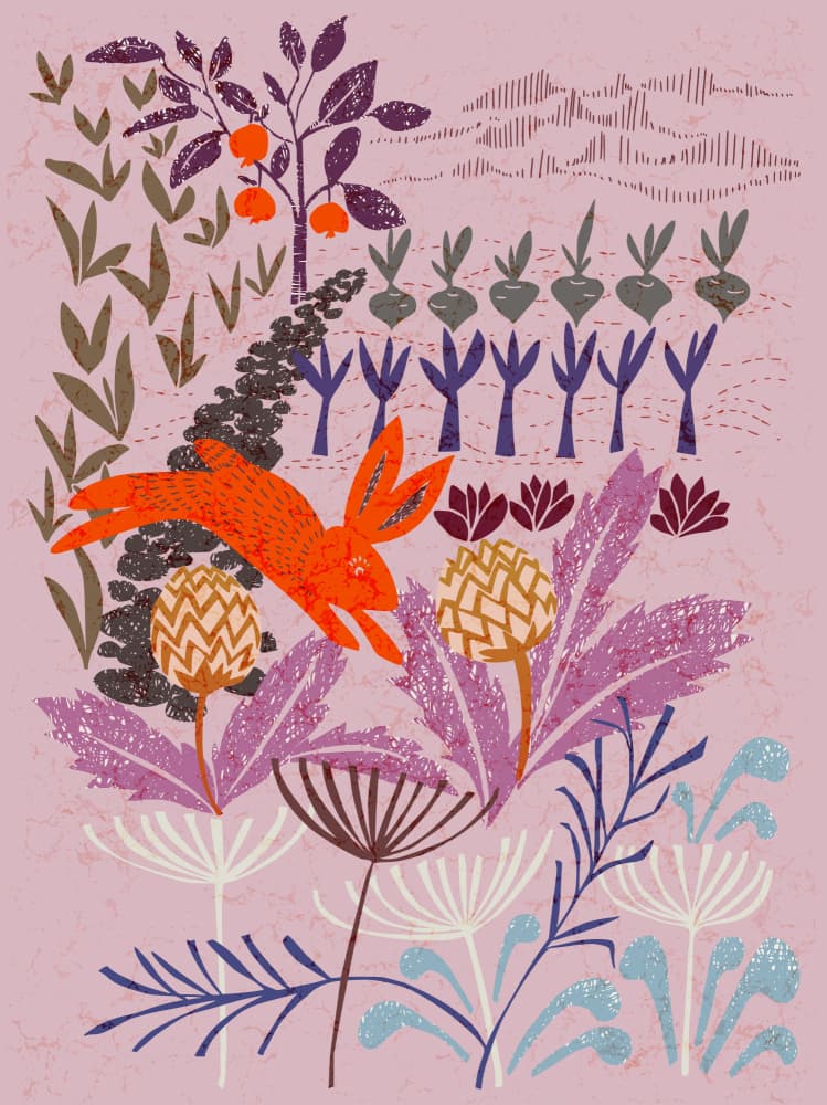 Leaping Garden Hare by Annick — canvas wall art