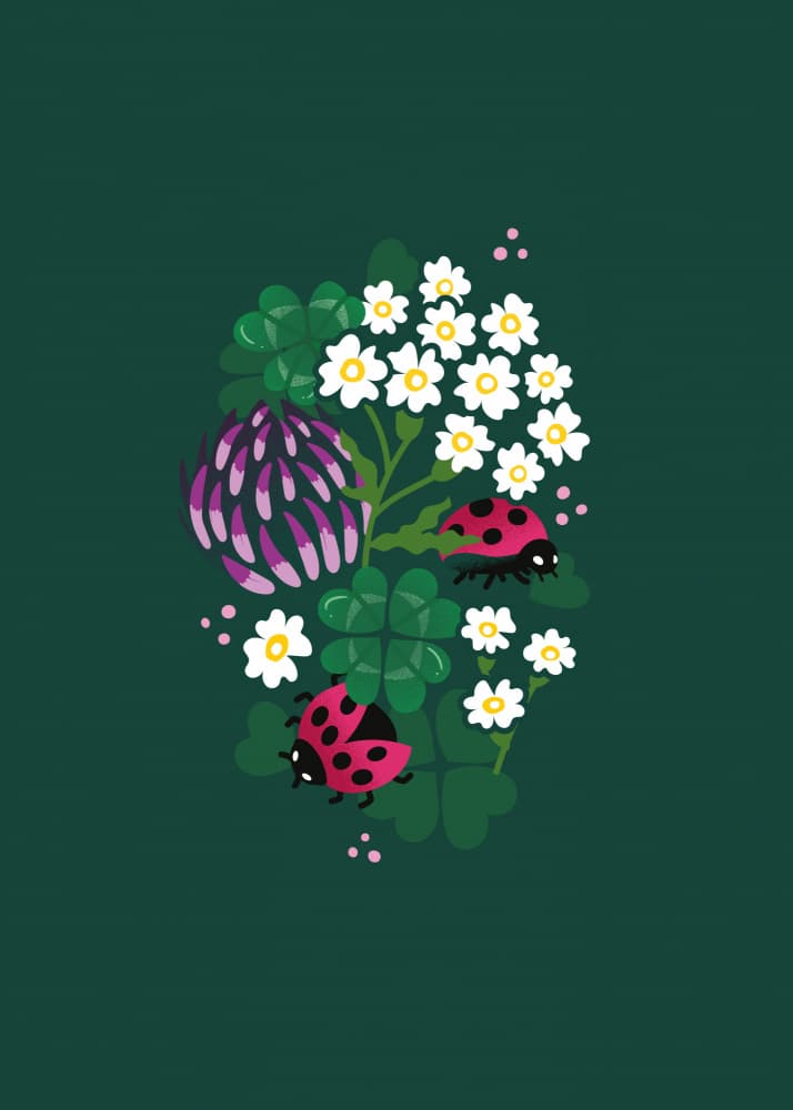 Lucky Ladybugs Clover by Weronika Gross — canvas wall art