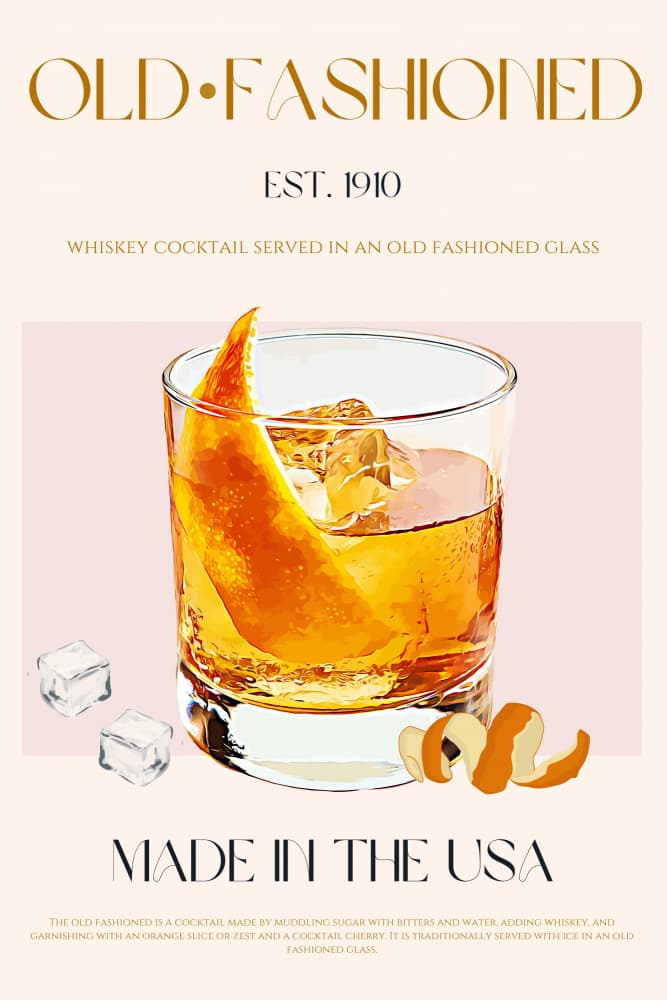 Classic Old Fashioned Cocktail by Nazma Khokhar — canvas wall art