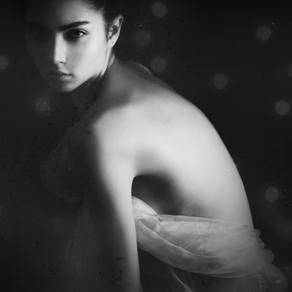 Elegant Monochrome Gaze by Radovan Skohel — canvas wall art