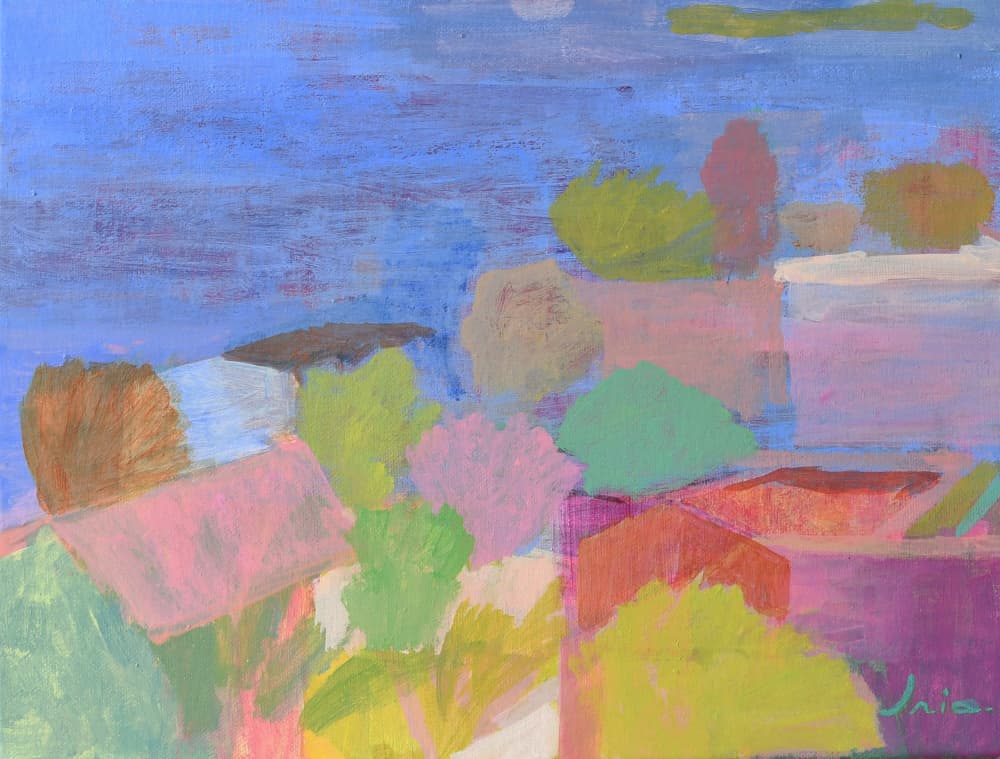 Vibrant Village Landscape by Iria Fernandez — canvas wall art