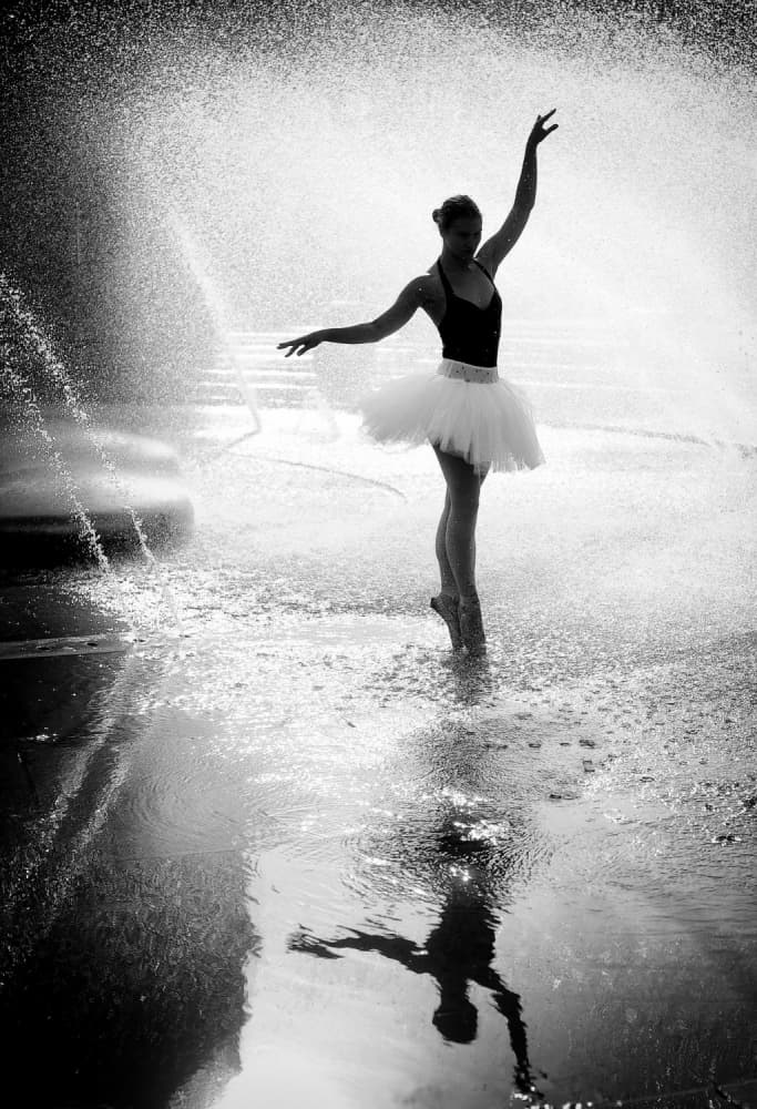 Elegant Dancer Water Reflections by Michael M. — canvas wall art