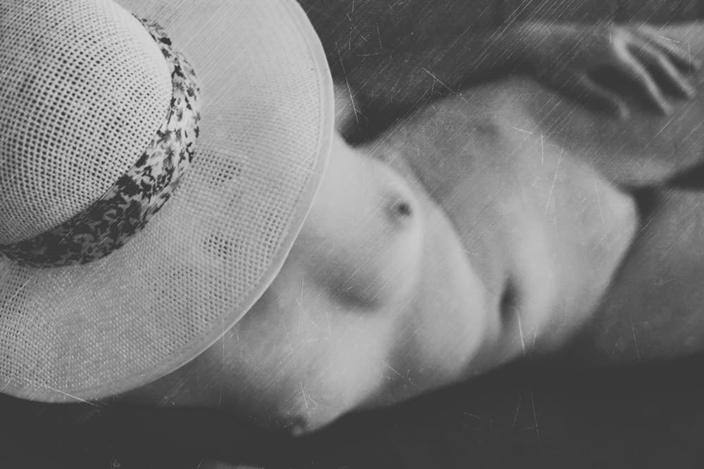 Sensual Nude Straw Hat by Juan Carlos Ureña — canvas wall art