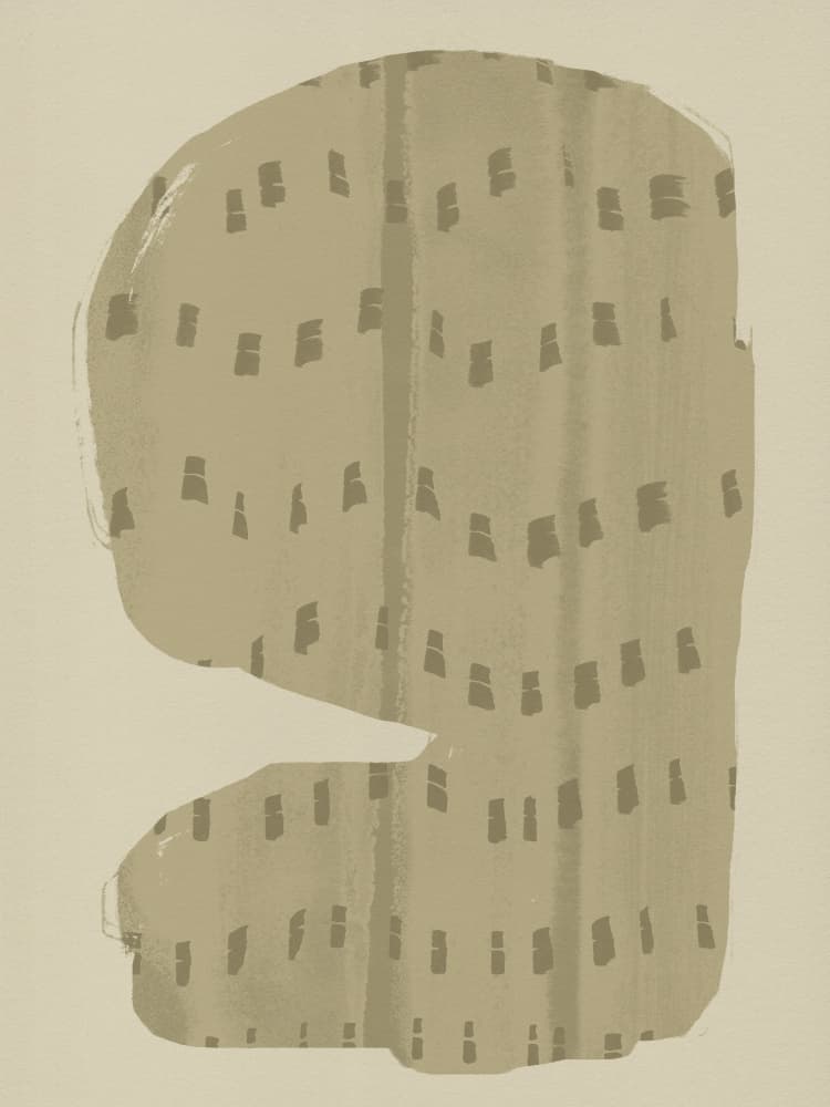 Organic Patterned Shapes in grey green on beige. by Dina Dankers — canvas wall art