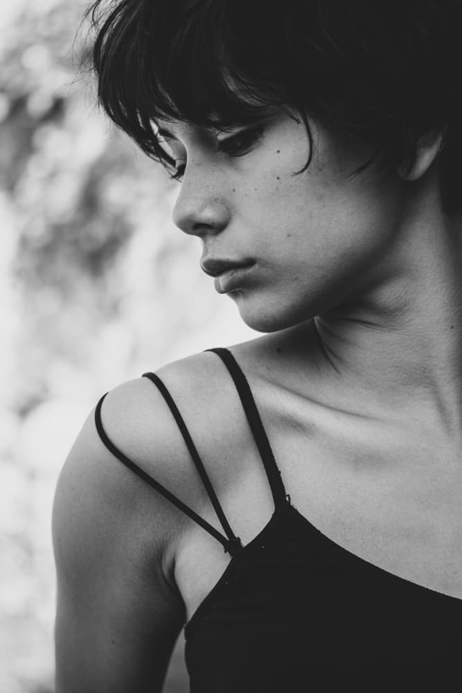 Pensive Woman Profile by engin akyurt — canvas wall art