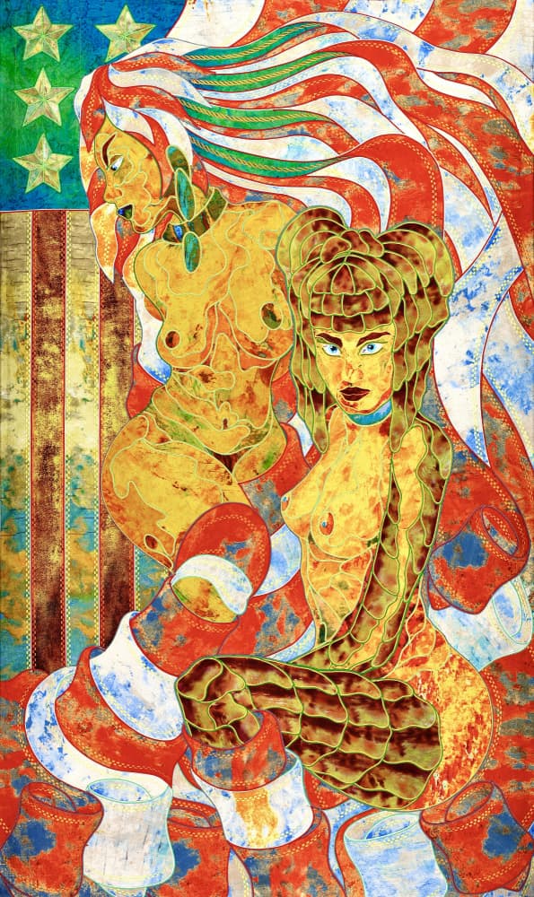 American Flag Women by Kostyantin Malginov — canvas wall art