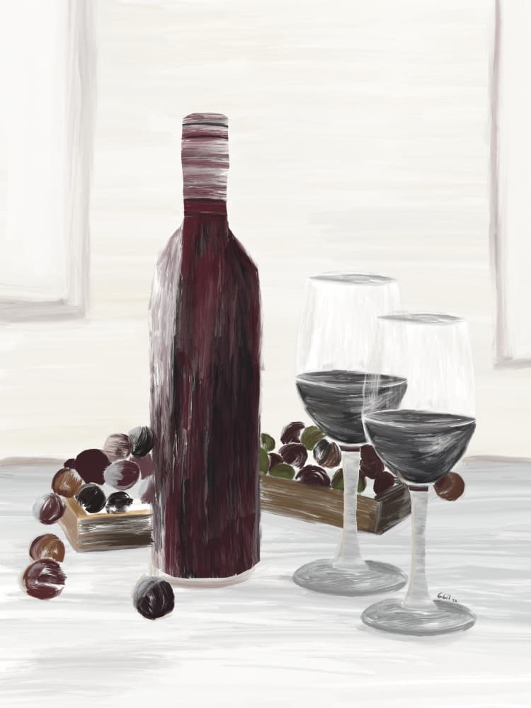 Classic Wine Still Life by GIovanna Gil Alves — canvas wall art