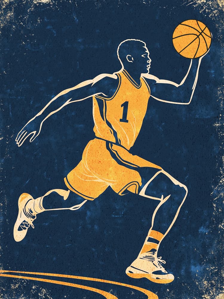 Dynamic Basketball Dribble by Old Artists Studio IV — canvas wall art