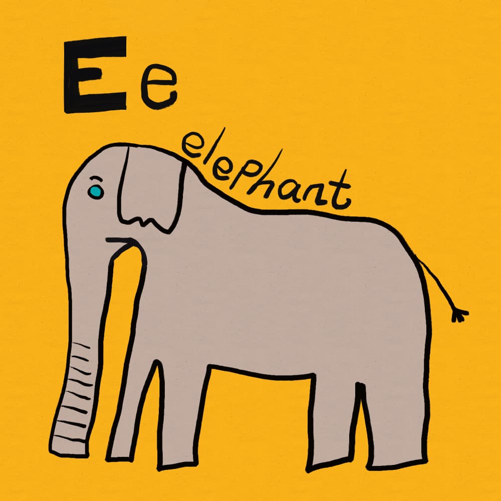 Elephant Alphabet Letter E by Sharyn Bursic — canvas wall art