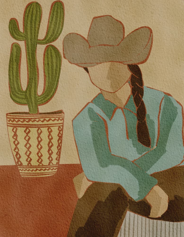 Desert Cowgirl and Cactus by Nikita Jariwala — canvas wall art