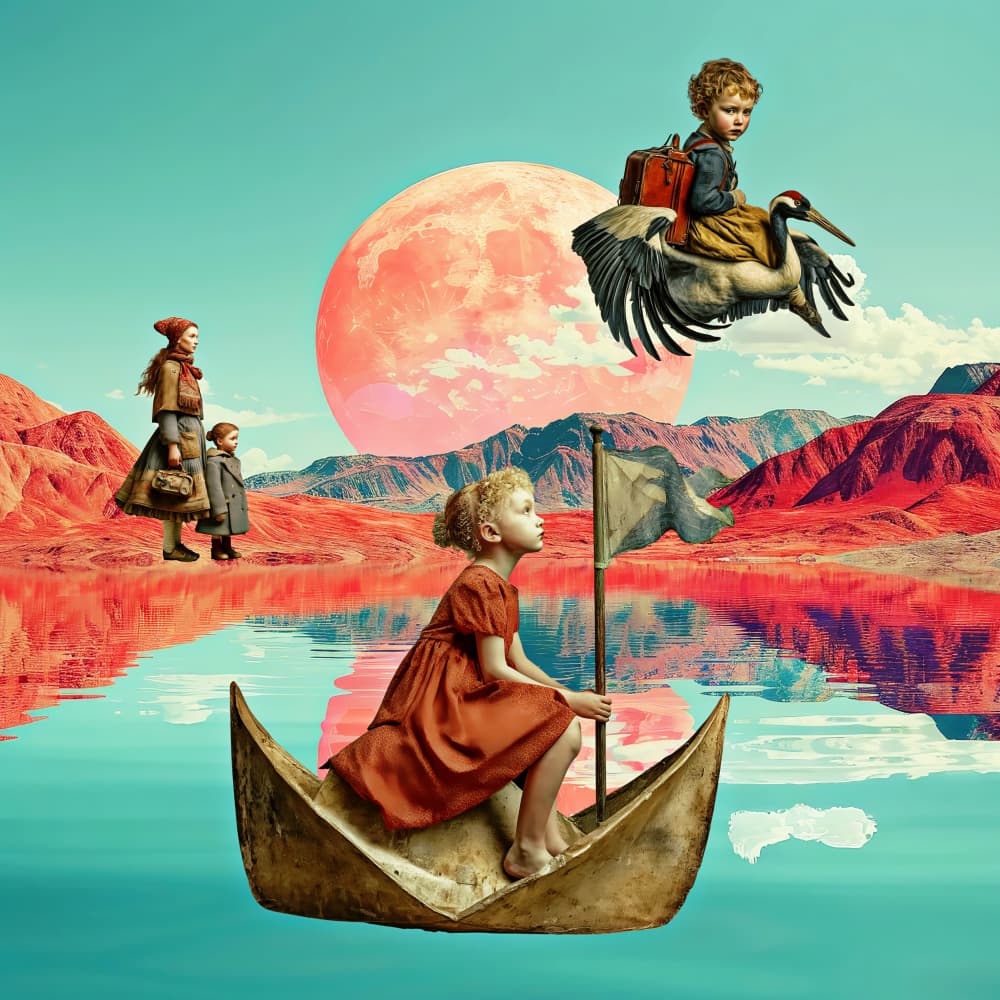 Red Moon Dream Journey by Sue Skellern — canvas wall art