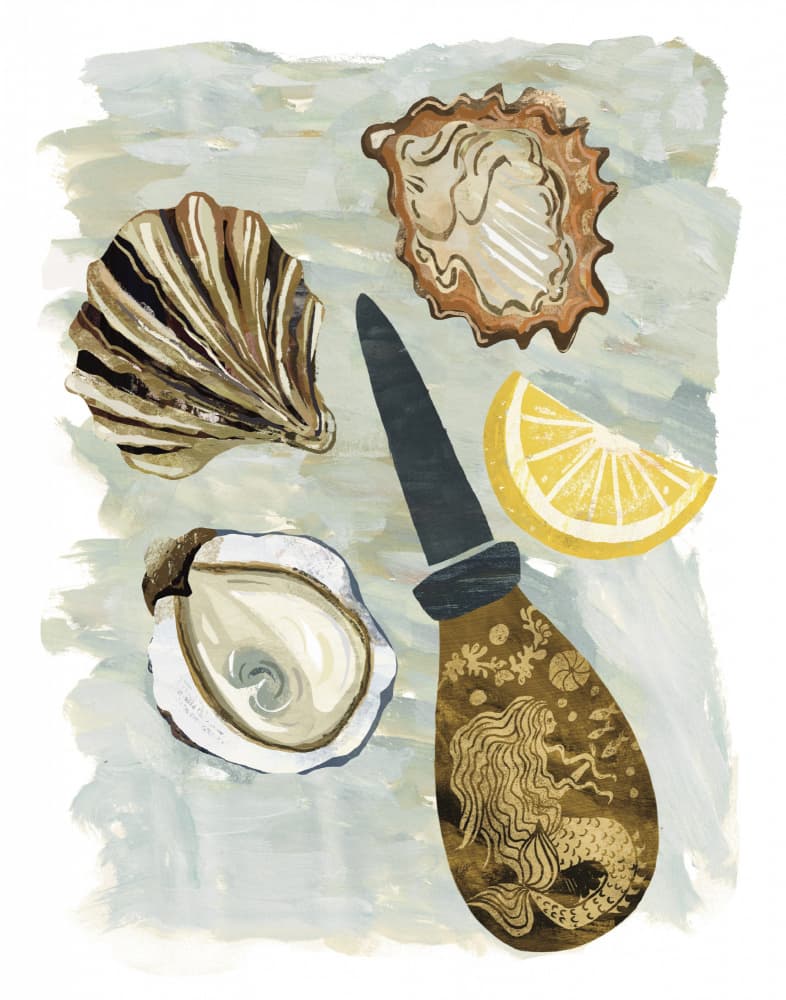 Oysters Lemon and Shucker by Claire Hanley — canvas wall art