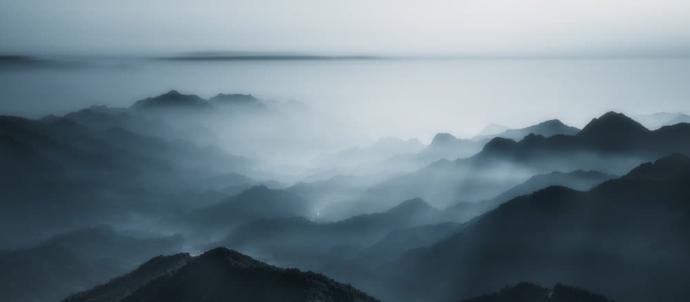 Misty Mountain Peaks by liwulei — canvas wall art