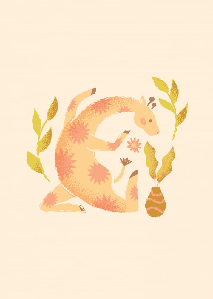 Playful Floral Giraffe by Weronika Gross — canvas wall art