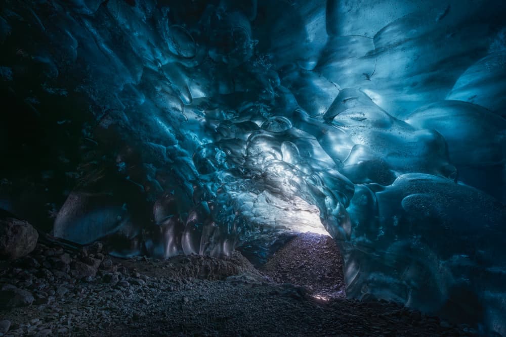 Luminous Blue Ice Cave by Yongnan Li （李永男） — canvas wall art
