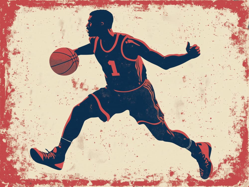 Vintage Basketball Dribble by Old Artists Studio IV — canvas wall art