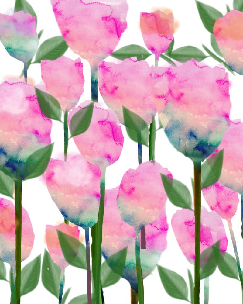 Pink Watercolor Tulips by Uma Gokhale — canvas wall art