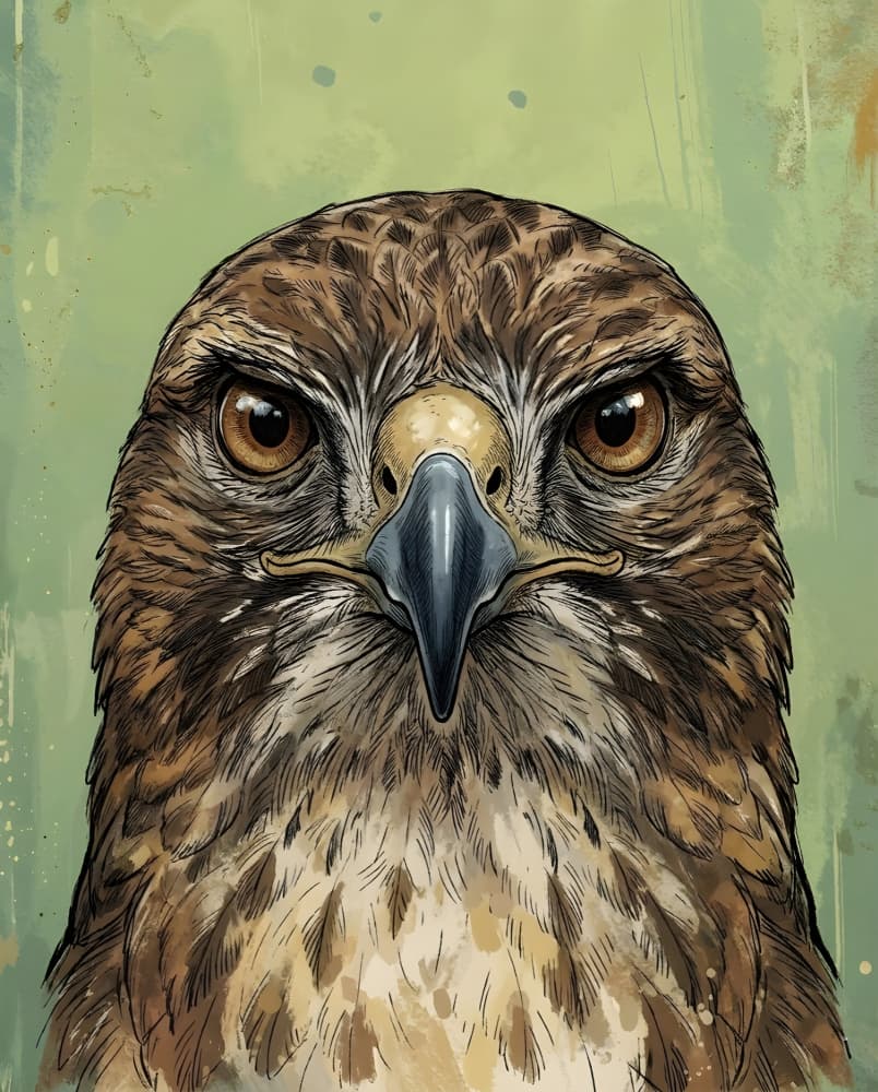Fierce Hawk Portrait by HUGO — canvas wall art