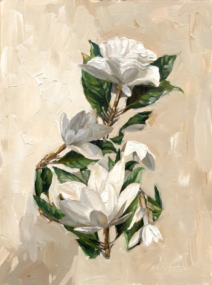 Elegant Gardenia Blossoms by HUGO — canvas wall art