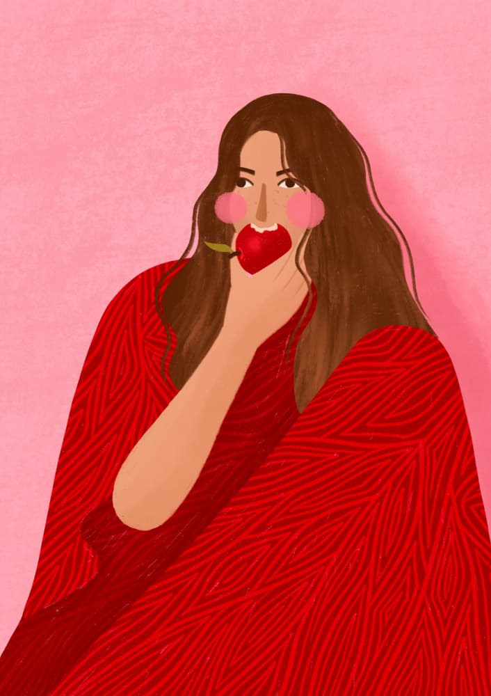 Cozy Woman Apple by Bea Müller — canvas wall art