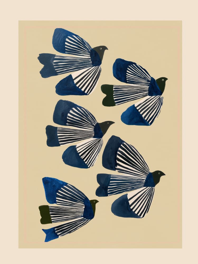 Blue Birds in Flight by City Art — canvas wall art
