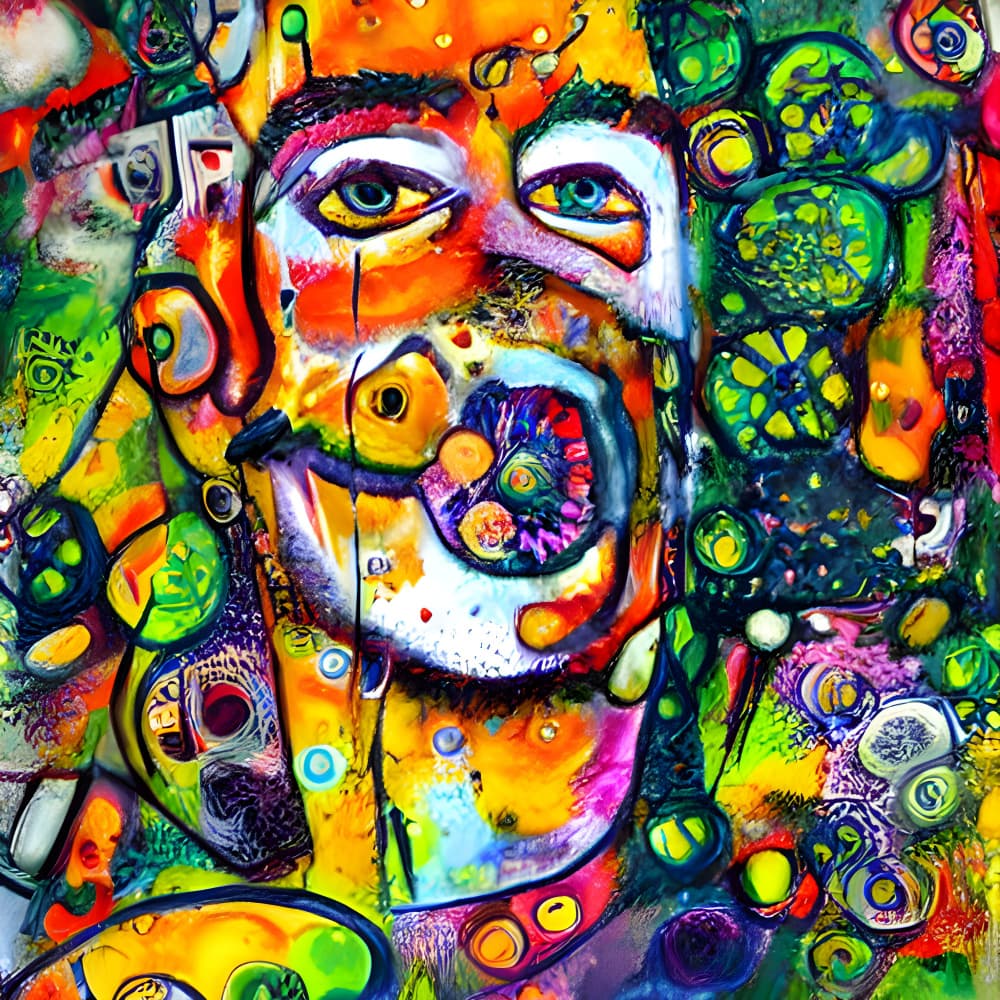 Vibrant Abstract Face by mnemonixART — canvas wall art